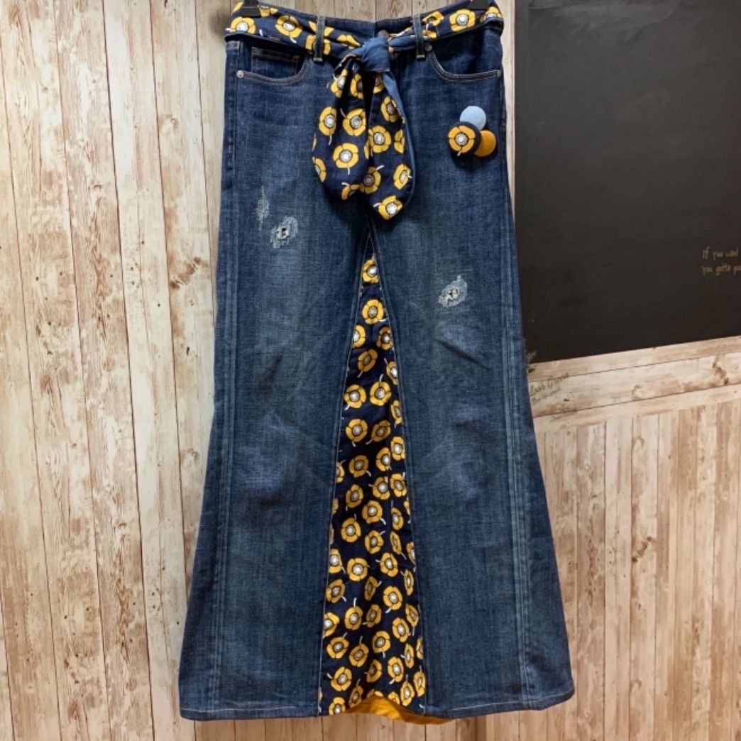 つぎはぎMIX❤デニムリメイク スカート つぎはぎ異素材MIX❤デニム リメイクスカート