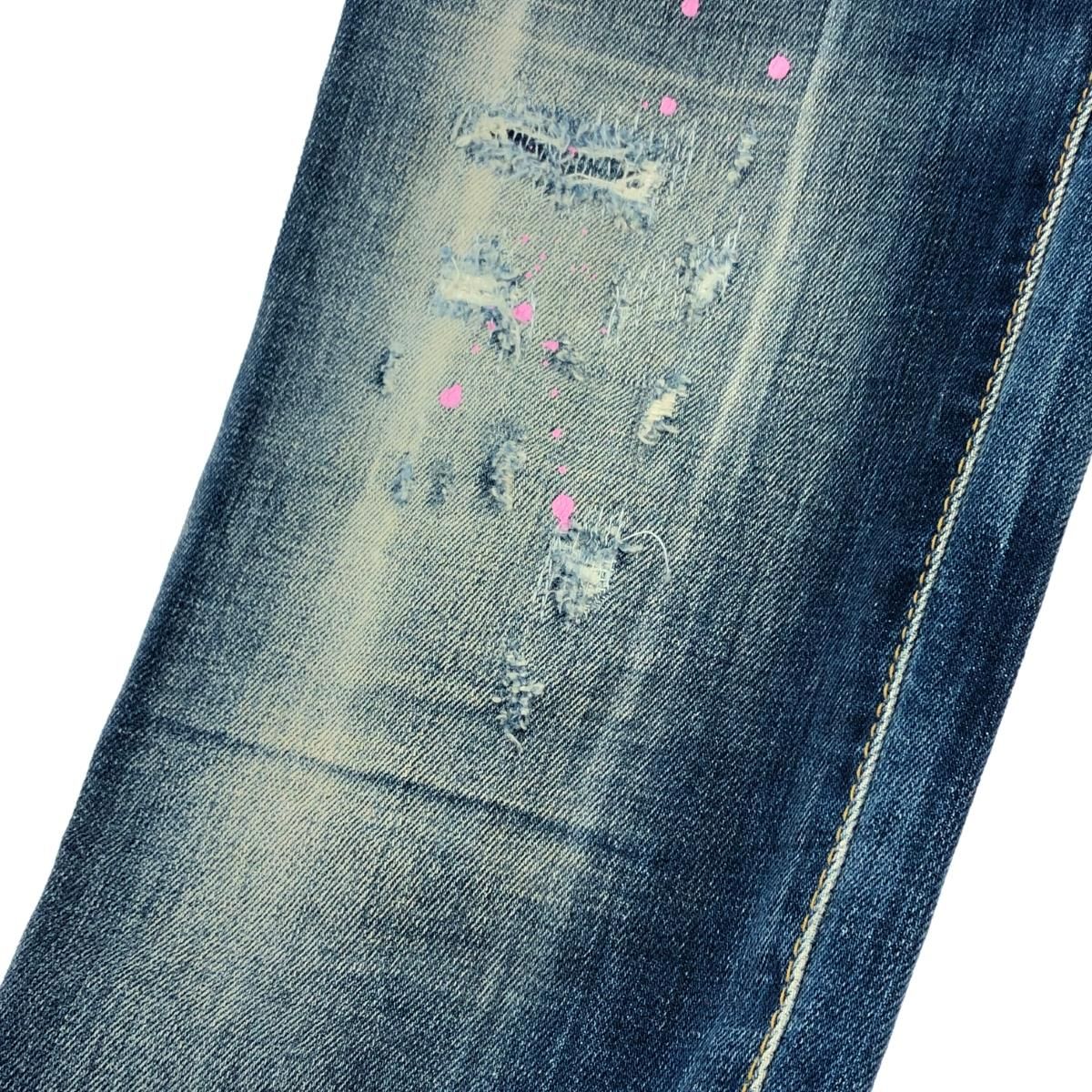 良好 Dsquared2 ディースクエアード ダメージ ペイント加工 裾ジップ  