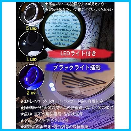 手持ち スタンドルーペ LEDライト付【倍率6倍&25倍】2種類レンズ／LED