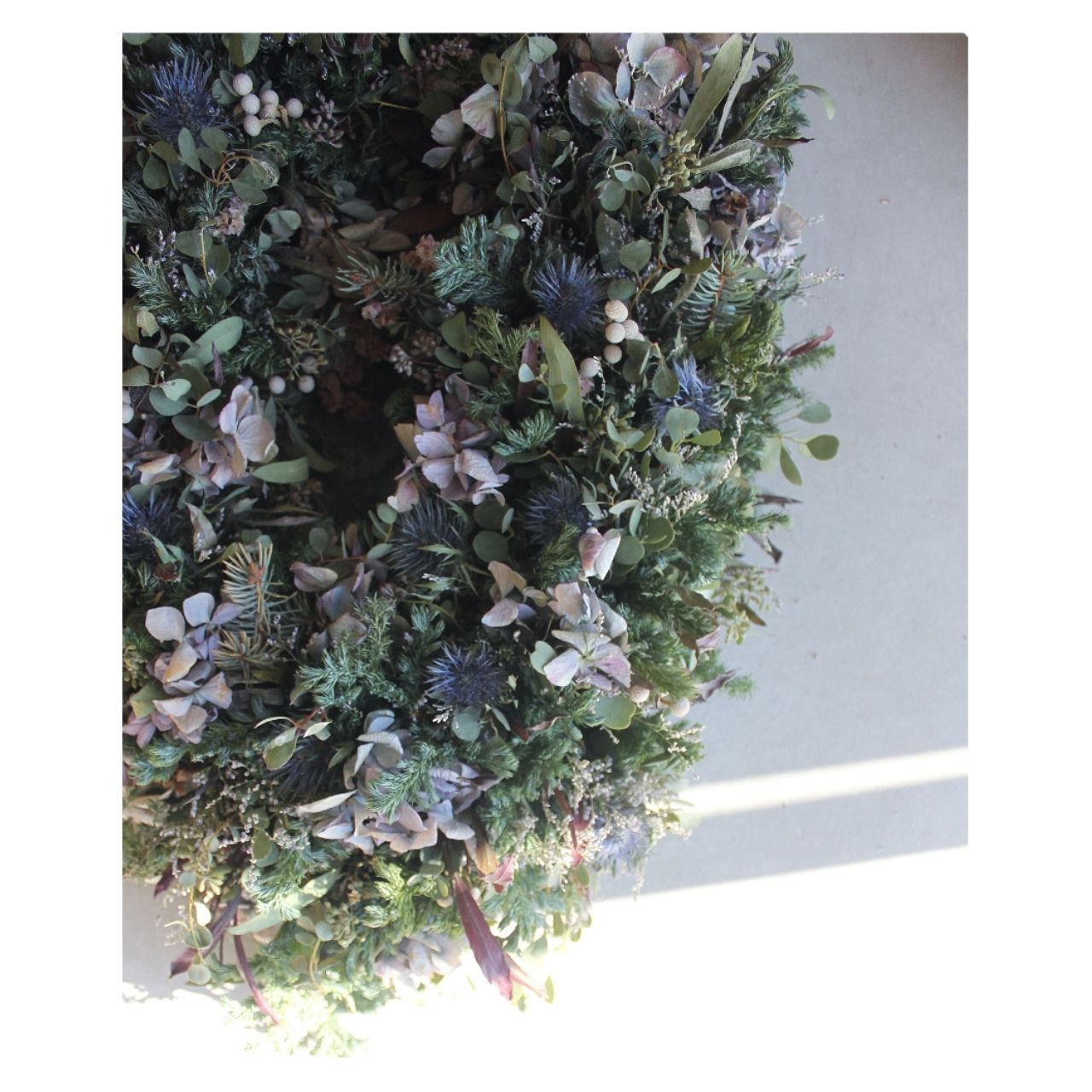 80cm|特大ダイヤ型アンティーク紫陽花の生花リース|ドライフラワー|壁掛け|ディスプレイ