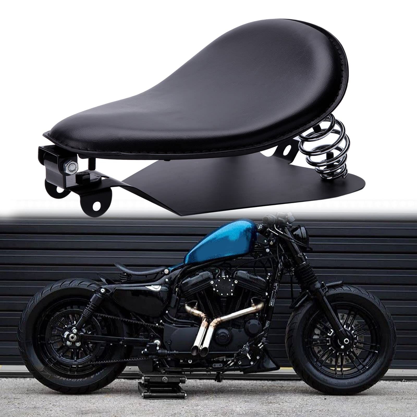 新品 バイクシート ソロシート 衝撃吸収 合成皮革 スプリング 
