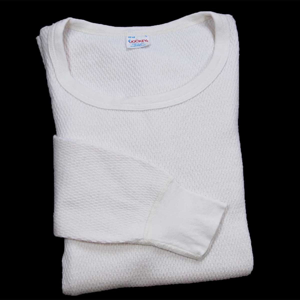 80s USA製 JOCKEY コットン サーマルシャツ ナチュラル L☆オールド