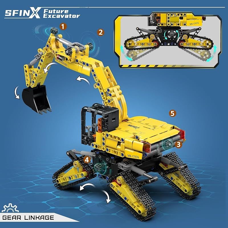 Mould King 17076 掘削機 ビルディングブロック 840ピース 建設