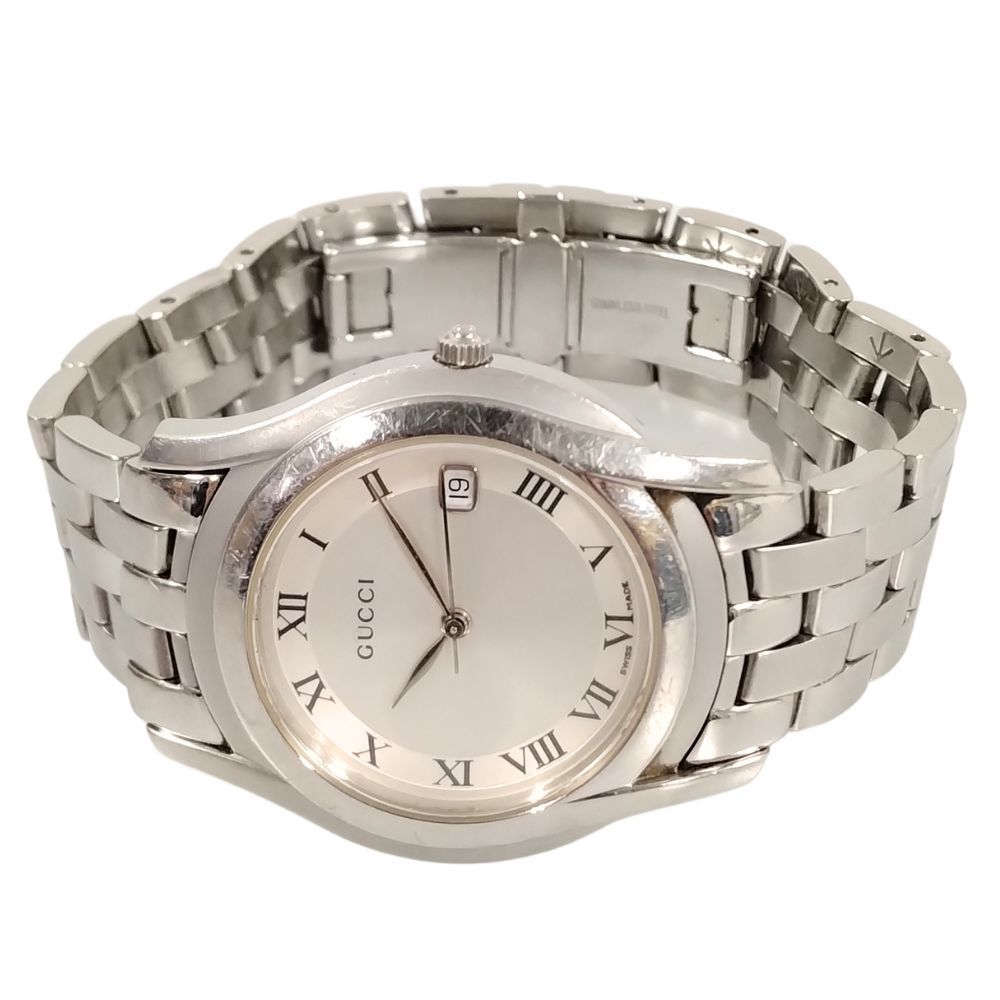 GUCCI グッチ 5500 M シルバー文字盤 デイト クォーツ メンズ 腕時計 C 379