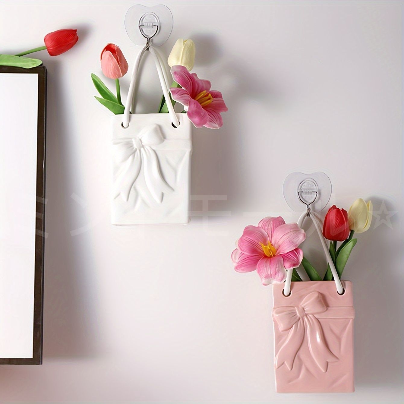 【新品未使用】花瓶　壁掛け 新品?未使用】花瓶 花びん セラミック 吊り下げ ぶら下げ