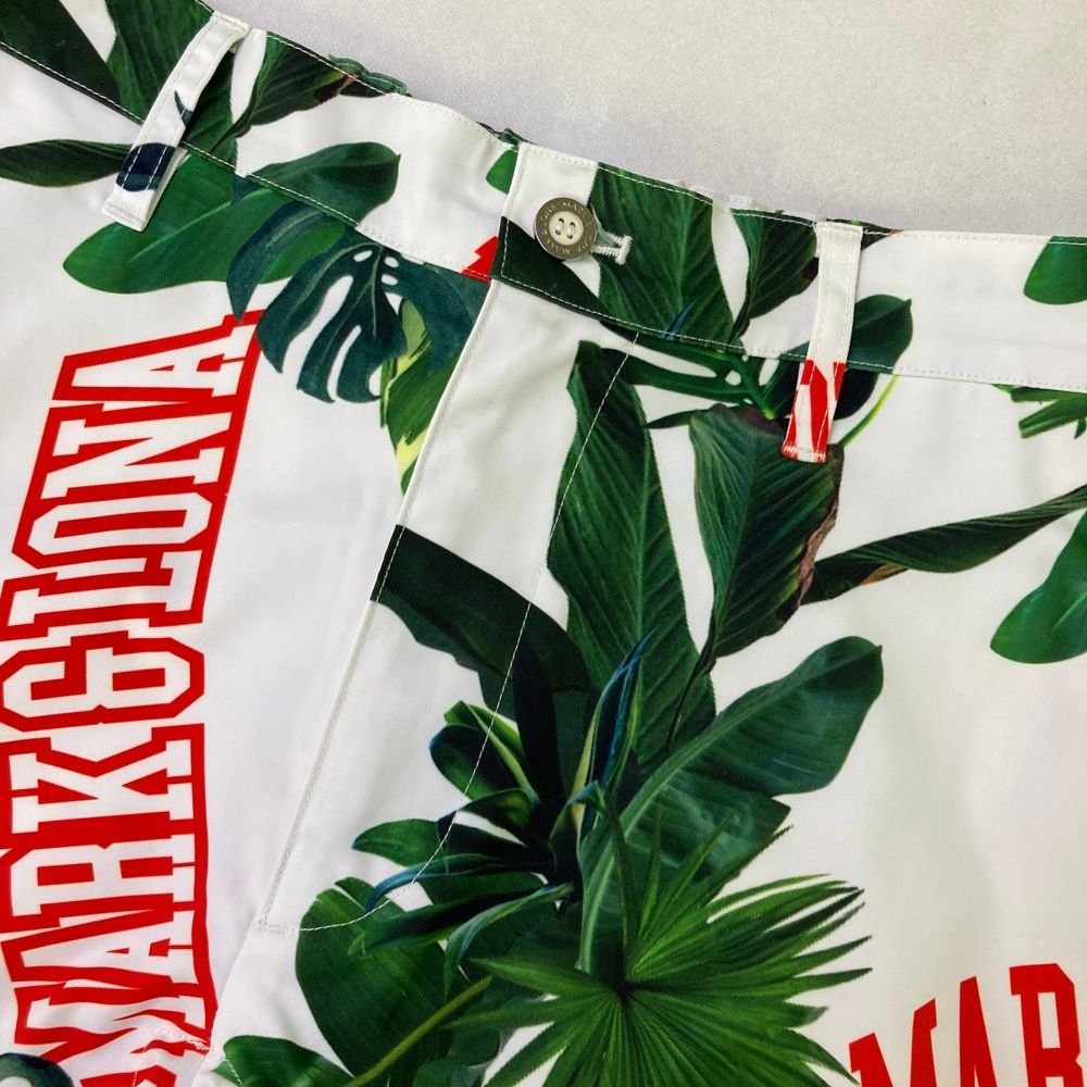 サイズ S MARK-LONA マークアンドロナ ハーフパンツ ロゴ×ヤシの葉柄 ホワイト系 240101539765 ゴルフウェア メンズ ストスト LLC-HASEGAWATOSO_COM