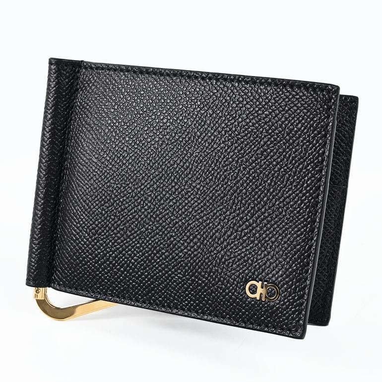 フェラガモ Salvatore Ferragamo サルヴァトーレフェラガモ マネークリップ式 カードケース ダブル ガンチーニ メンズ ブラック 661475 776473 0776473