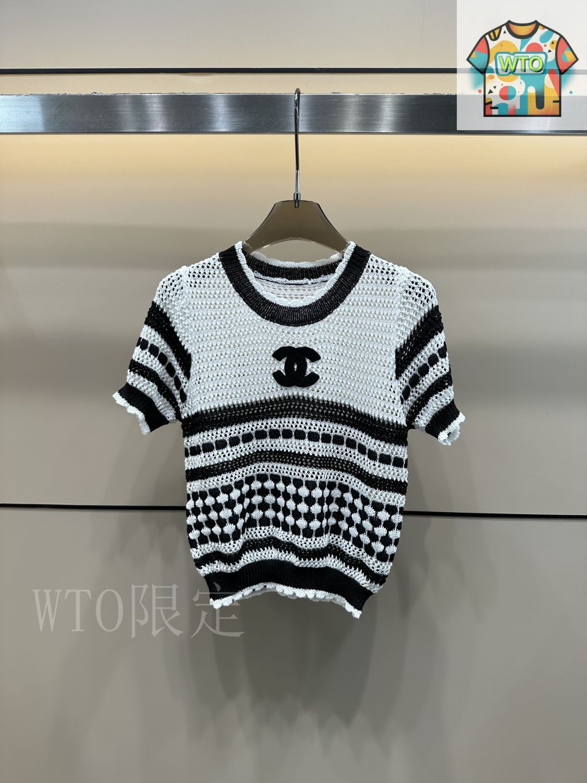 今日特価】Chanel 2025 夏季新款 ストライプ透かし彫りニット