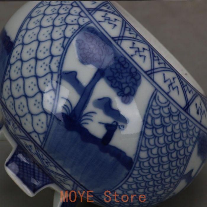 青花五良大甫香炉 香道具 景徳鎮 陶磁器 装飾品 現代工芸品美術