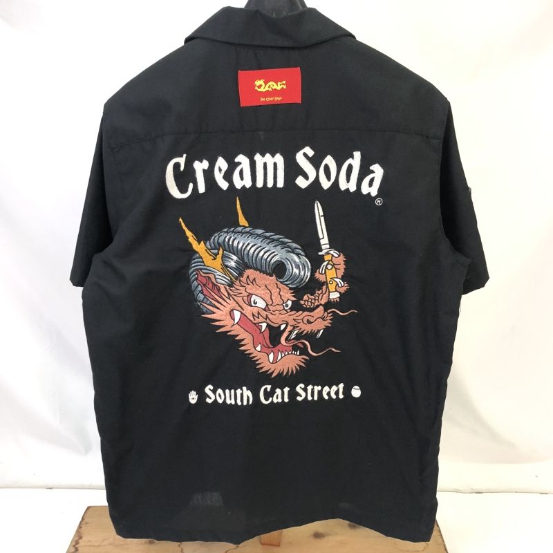 中古】クリームソーダ CREAM SODA ボーリングシャツ ブラック サイズM メンズ トップス 半袖シャツ リーゼントドラゴン ピンクドラゴン  01w00124 【結城店】 - メルカリ