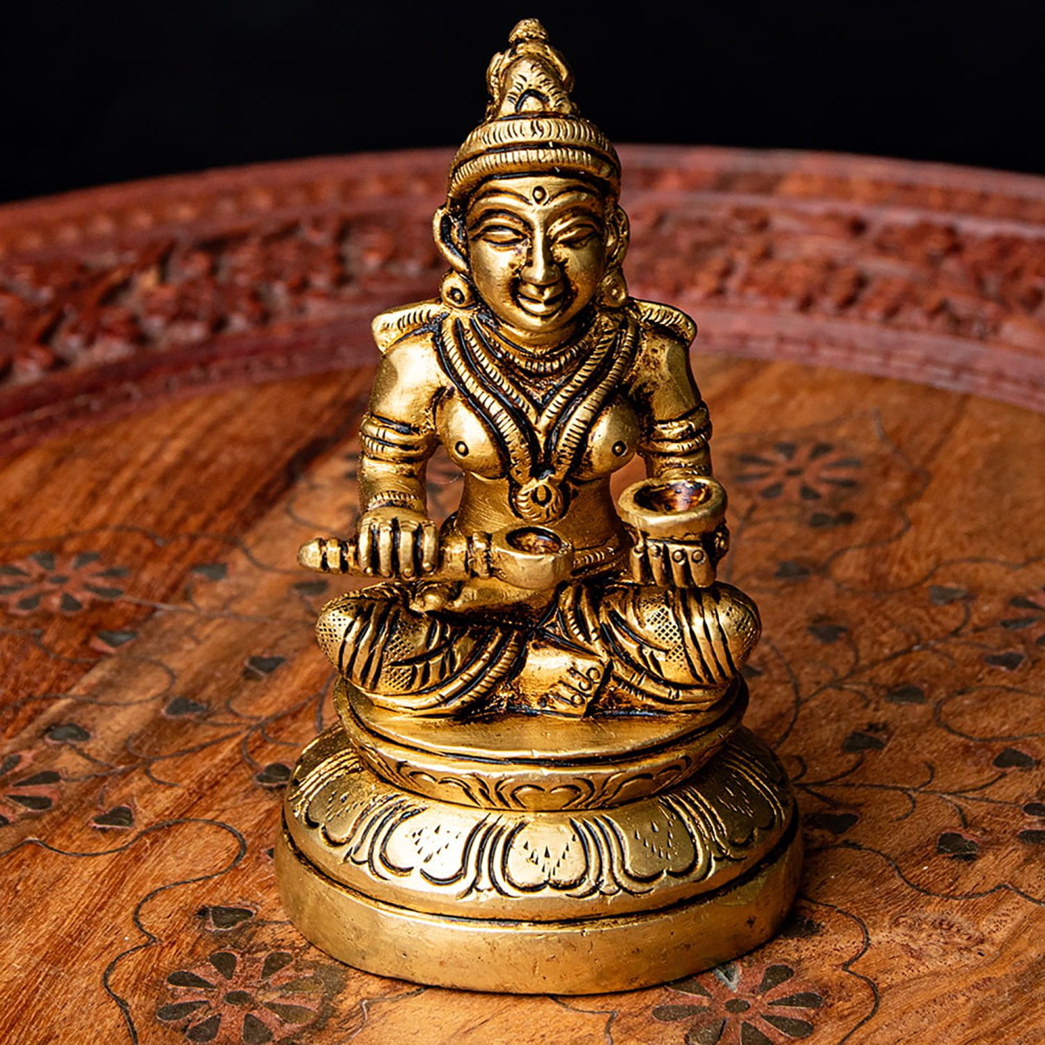 アンナプルナー 女神像 食を与える女神 重厚なブラス製 高さ10.5cm程度 | アンナプルナ 台所の女神 食の女神