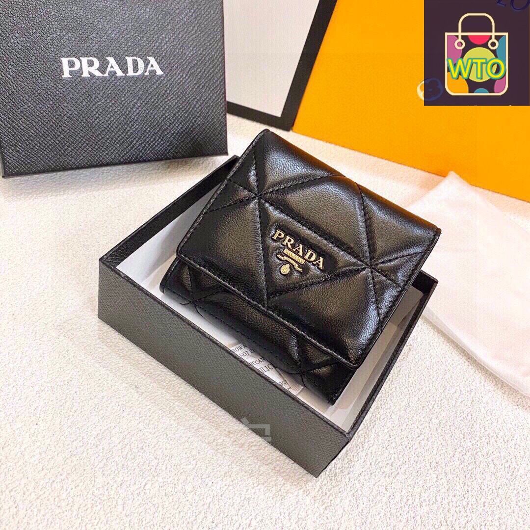 プラダ|ウォレット クレジットカードスロットにお札と手形を収納 両用パスケースウォレット 多機能小銭入れパスケース | ♥品 -WT0輸入