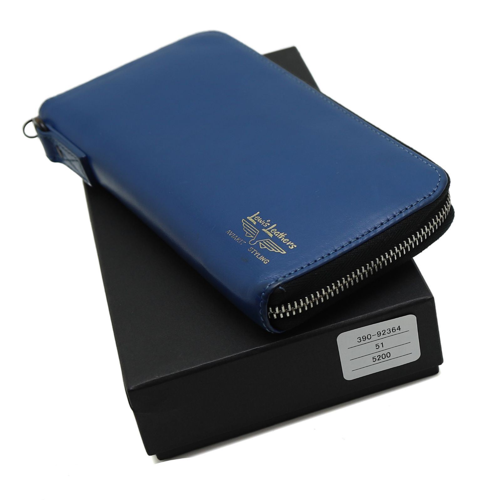 Lewis Leathers x PORTER LONG WALLET 長財布 馬革 ブルー ラウンド