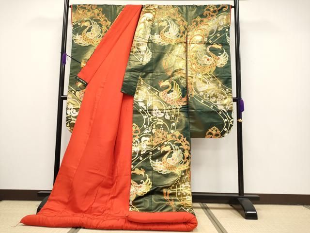 高級西陣美術織 白無垢 打掛 松梅に鶴 平和屋本店□極上 西陣 川島織物