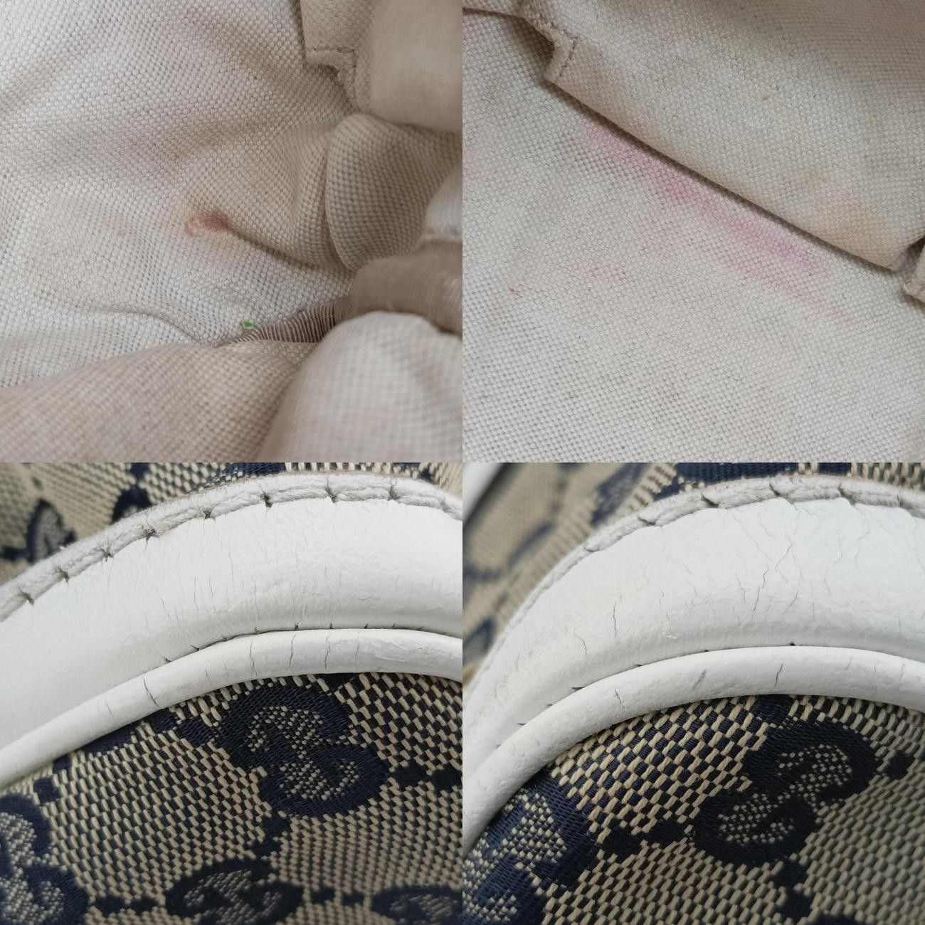 グッチGucciシェリーラインホワイト×ベージュ×マルチ キャンバス×レザー247205E8210011 DECORATOM_COM_BR