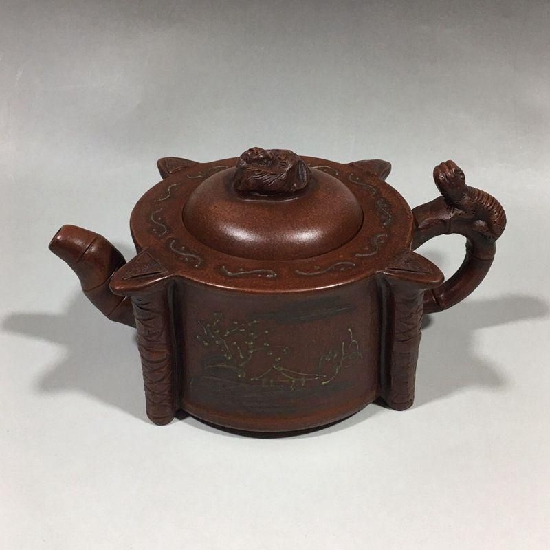 宜興  紫砂壷  チ竜紫砂壷  工芸品 美術品 置物 急須 宜興紫砂茶壺 中国美術 ティーポット 中国雑貨 食器 茶器