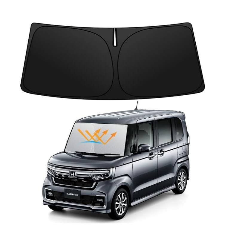 【多層断熱素材】BLUESEATEC 新型N-BOX JF5/6型 サンシェード フロントガラス用 エヌボックス nボックス 3代目 2023.10～現行 車用サンシェード 車種専用設計 UVカット 日焼け防止 劣化防止 断熱 簡単