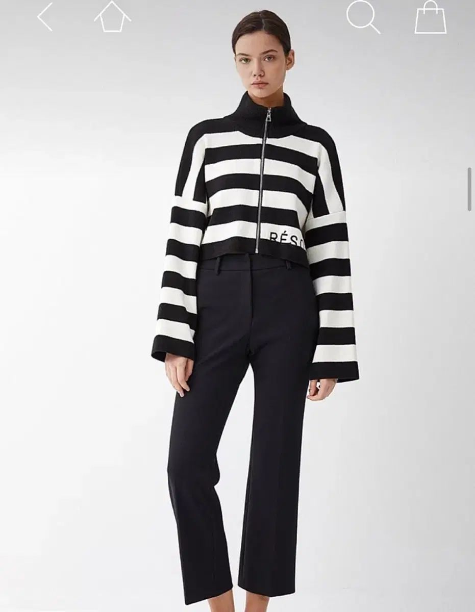 ボブ ジップアップ ストライプ クロップド カーディガン フリーサイズ