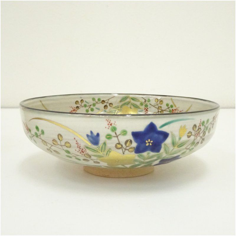 京焼 鳴滝窯 橋本城岳造 乾山写秋草文馬盥茶碗 保護箱 茶道 抹茶 おしゃれ 抹茶茶碗 抹茶碗 和食器 レトロ 茶器 骨董 茶わん 茶会 茶の湯 夏 2月 6月 7月 8月 9月 夏秋冬