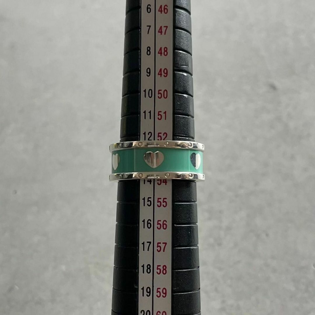 ティファニー 13号 ブルー エナメル ハート バンド リング RM3fe