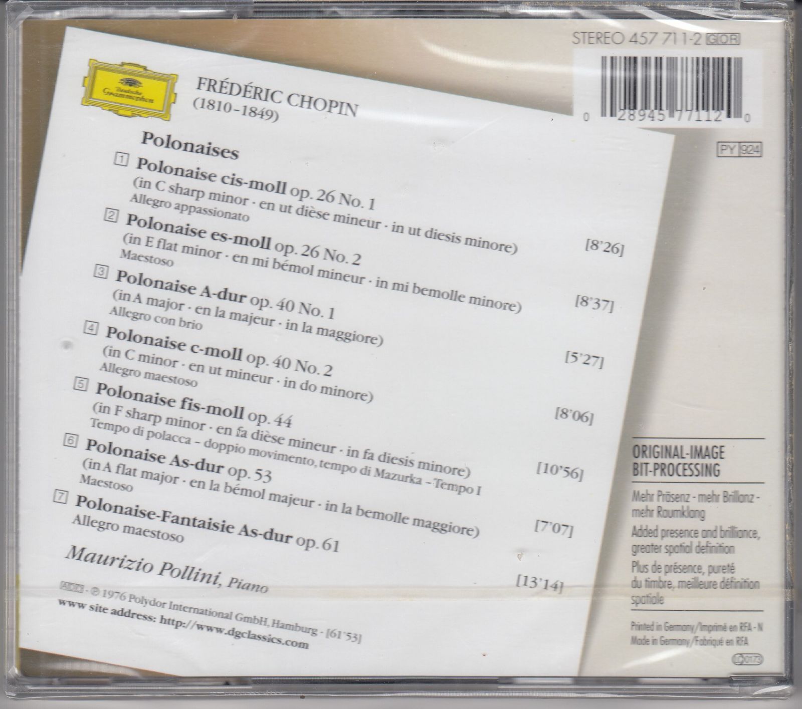 CD/Dg]ショパン:ポロネーズ第1-7番/マウリツィオ・ポリーニ(p) 1975