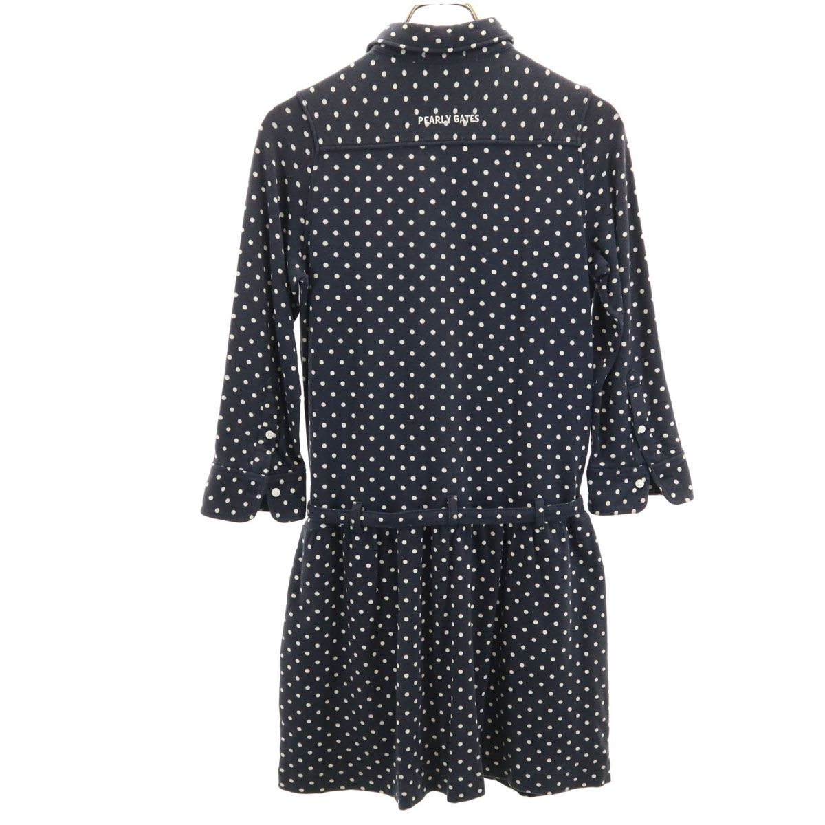 【新品未使用】PEARLY GATES ドット柄ワンピース サイズ1 PEARLY GATES パーリーゲイツ ドット柄 ゴルフ 7分袖 ワンピース