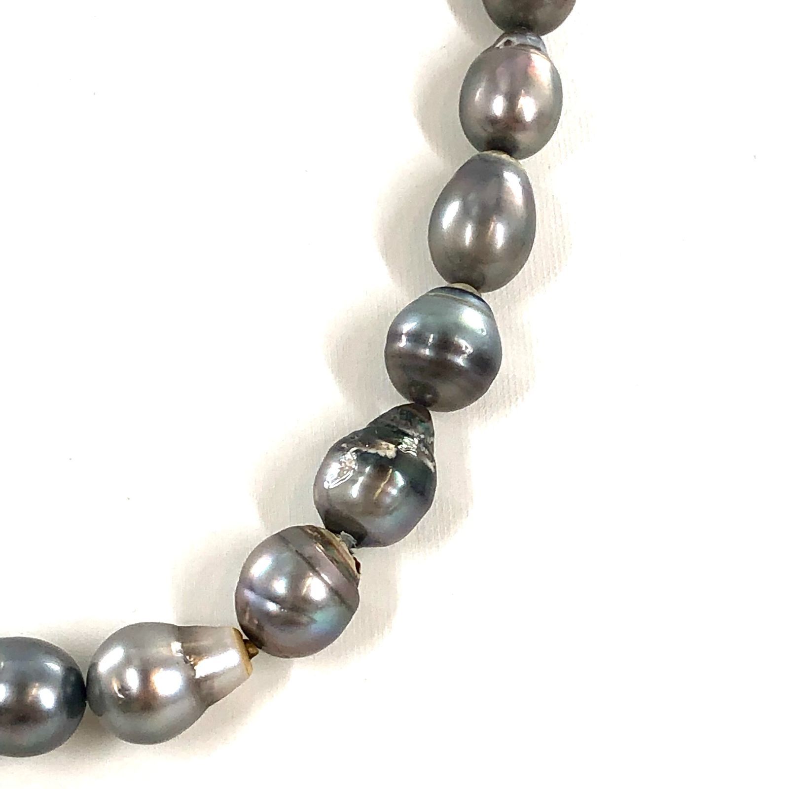 黒蝶真珠 バロックパール ネックレス 8.5mm～11.7㎜ シルバー 箱