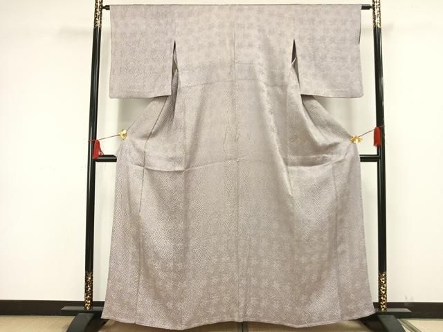 平和屋着物▽名門　藤娘きぬたや・木目絞り　小紋　単衣　草花文　正絹　逸品　AAAW1678fy 平和屋着物▽名門 藤娘きぬたや・木目絞り 小紋 単衣 草花文 正絹 逸品