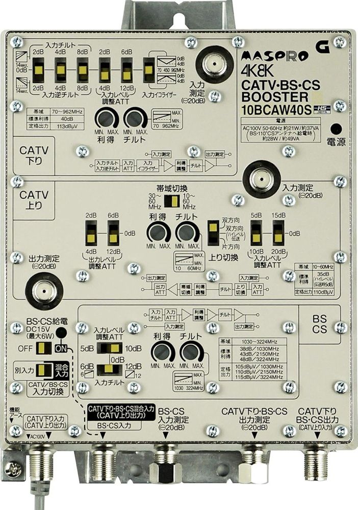 CATV BS CSブースター 40dB型 屋内用 10BCAW40S