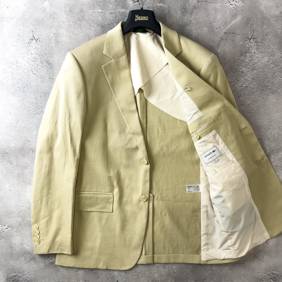 未使用級 ラコステ LACOSTE 綿麻 テーラード ジャケット メンズ 52 (L 