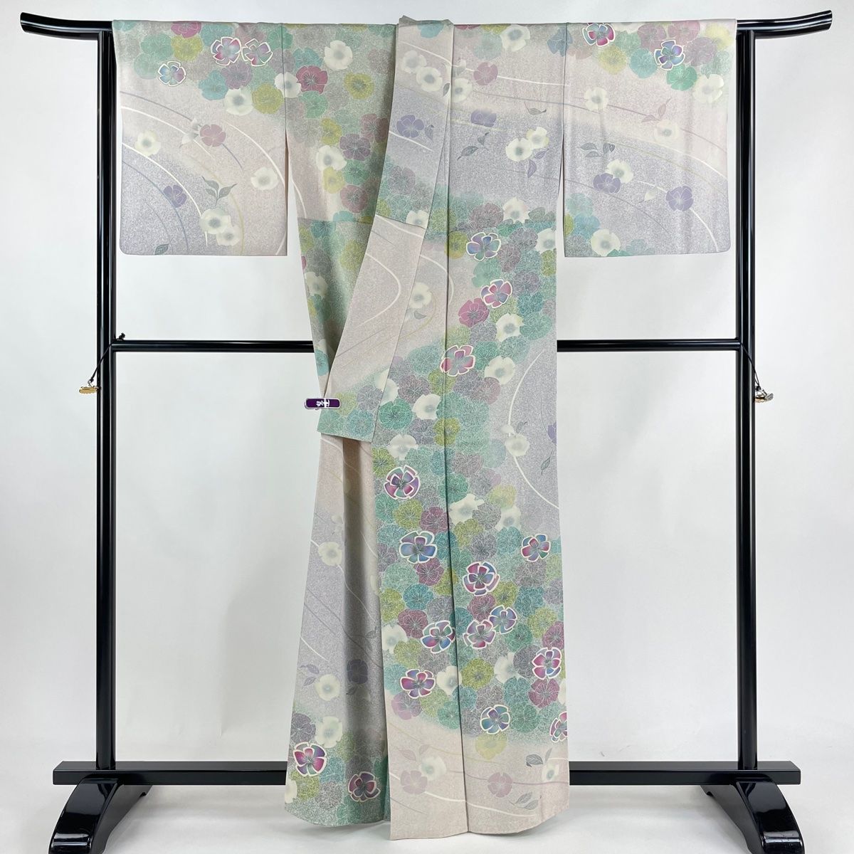 付け下げ 大島紬 絞り 兎 お月見 十五夜 餅つき 着物 023a d 染大島紬