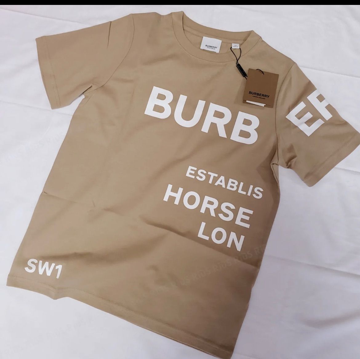 BURBERRY/10y 137-140cm Tシャツ 半袖 ベージュ ロゴ半袖 - se