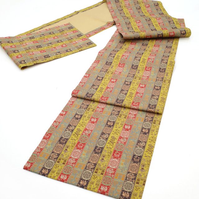 中古】 龍村美術織物 リサイクル 開き 名古屋帯 正絹 全通 京袋帯 た