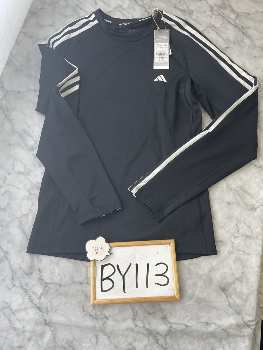 [アディダス] 長袖 Tシャツ テックフィット 3ストライプス トレーニング DB108 メンズ ブラック(HD3532) L　管理BY113