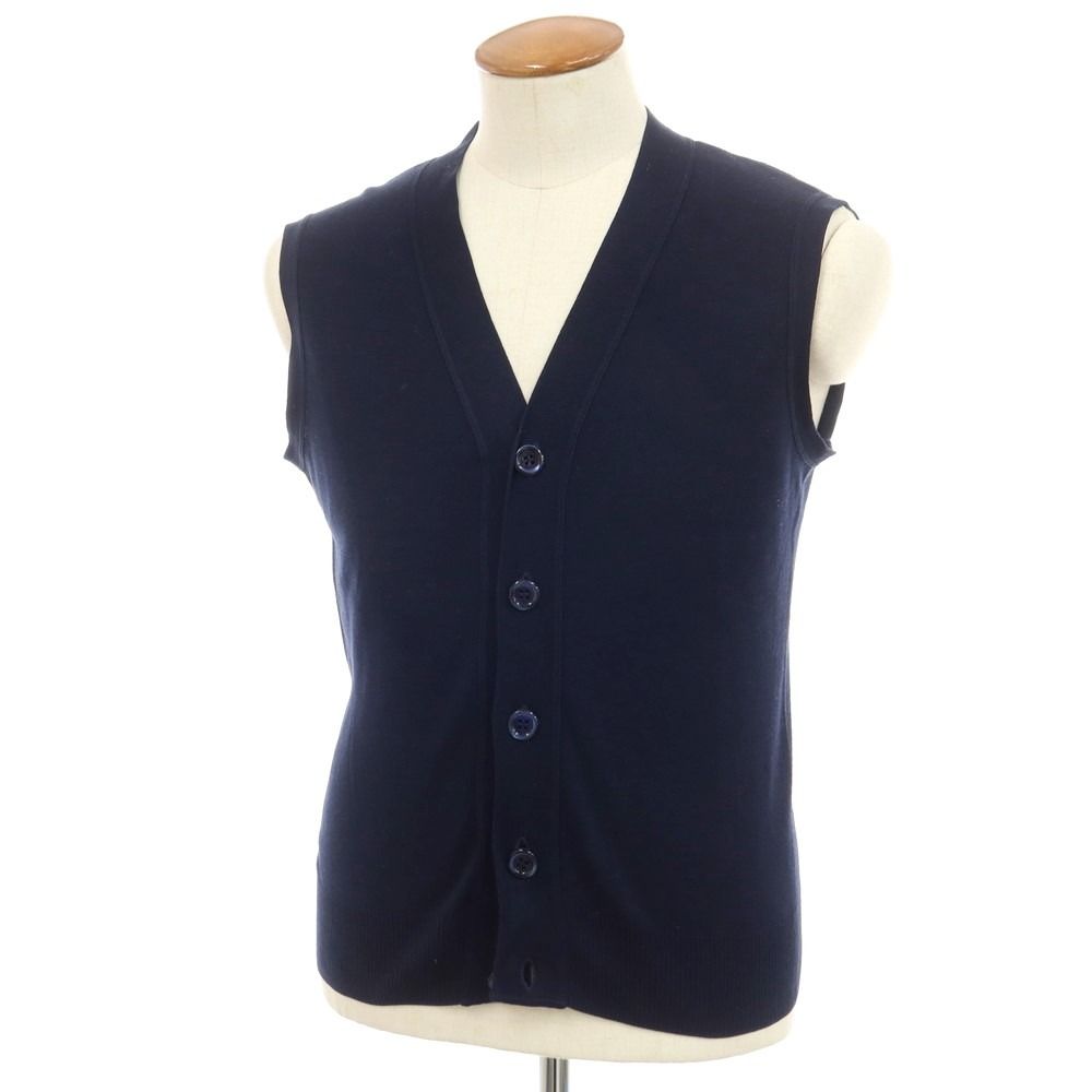 【中古】ルトロワ Letroyes コットン ハイゲージ ニットベスト ネイビー【サイズ3（XSタグ記載）】【メンズ】