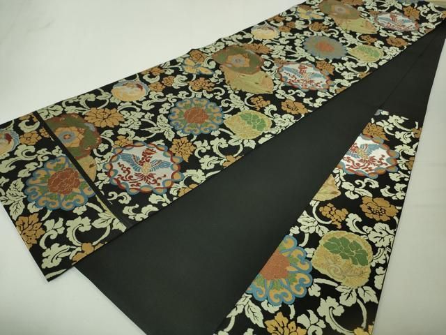 平和屋本店■極上　西陣　川島織物　六通柄　本袋帯　鳳凰花唐草文　黒地　金糸　逸品　DZAA4795kh5 平和屋本店□極上 西陣 川島織物 六通柄 本袋帯 鳳凰花唐草文 黒地