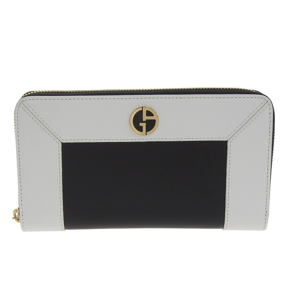 ♥ ジョルジオアルマーニ GIORGIO ARMANI 2019年商品 Y1H274 メタルロゴマーク ラウンドファスナー 長財布 バイカラー メンズ