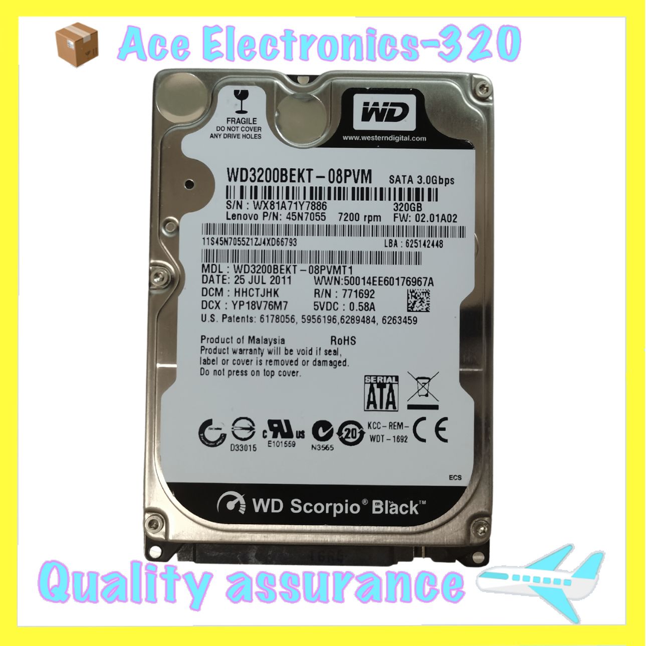 Western Digital WD3200BEKT 320GB 7200RPM 16MB SATA 2.5 Laptop Hard Disk Drive