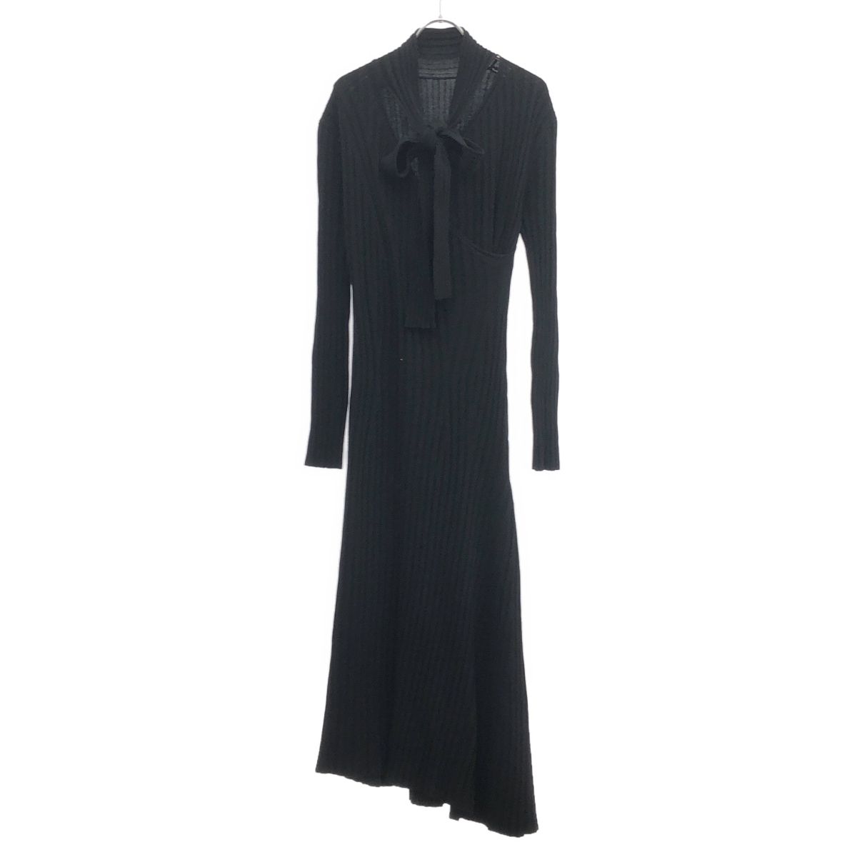 美品 M'sGRACY ニット袖フレアワンピース バイカラー 36 グレー M'S