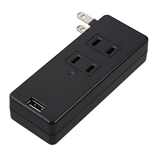 Yazawa ヤザワ 雷ガード付サイドタップ3AC+1USB2.4Aブラック 