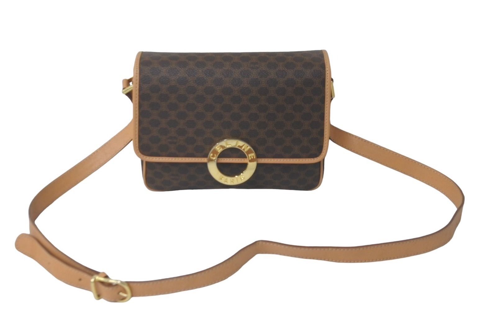 CELINE セリーヌ マカダム柄 サークルロゴ ショルダーバッグ