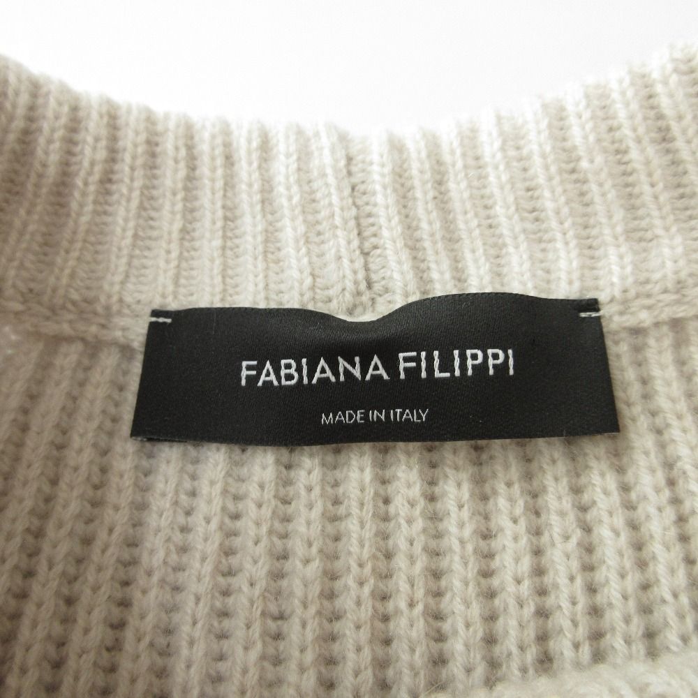  FABIANA FILIPPI ファビアナフィリッピ カシミヤ100％ 畔ニット ベスト プルオーバー サイズS グレージュ レディース 古着 ノースリーブ ニット セーター