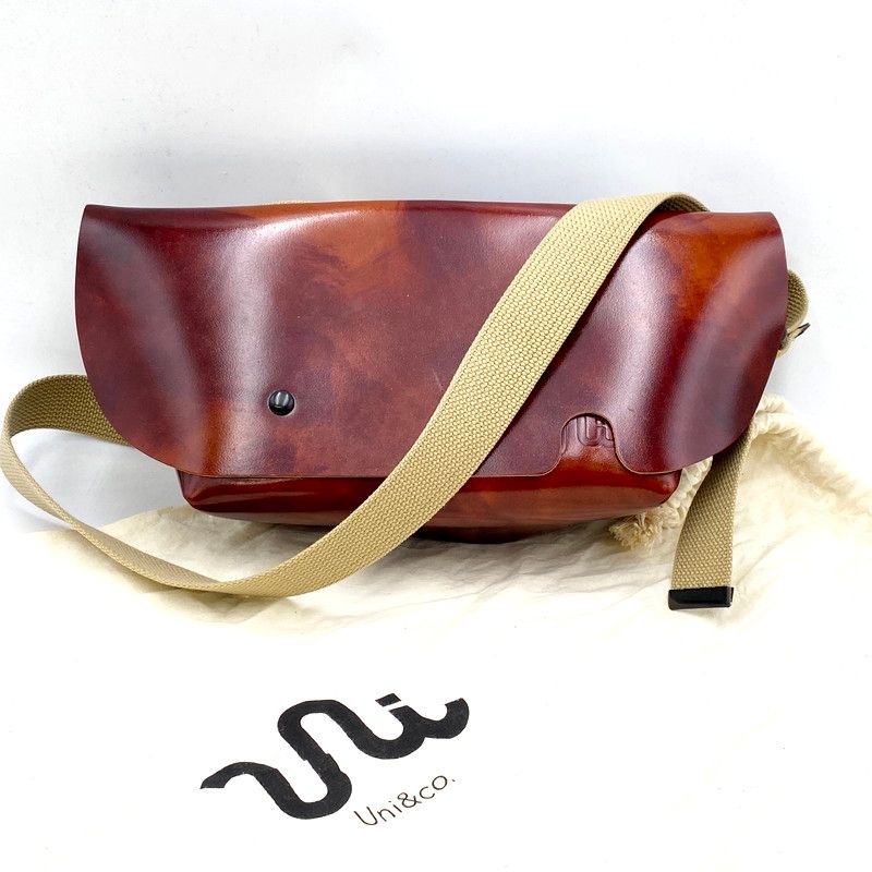 UNI＆CO. ユニアンドコー LEATHER MESSENGER BAG レザー メッセンジャーバッグ カバン 鞄 ブラウン メンズ|レディース 188-250422-as-14-izu
