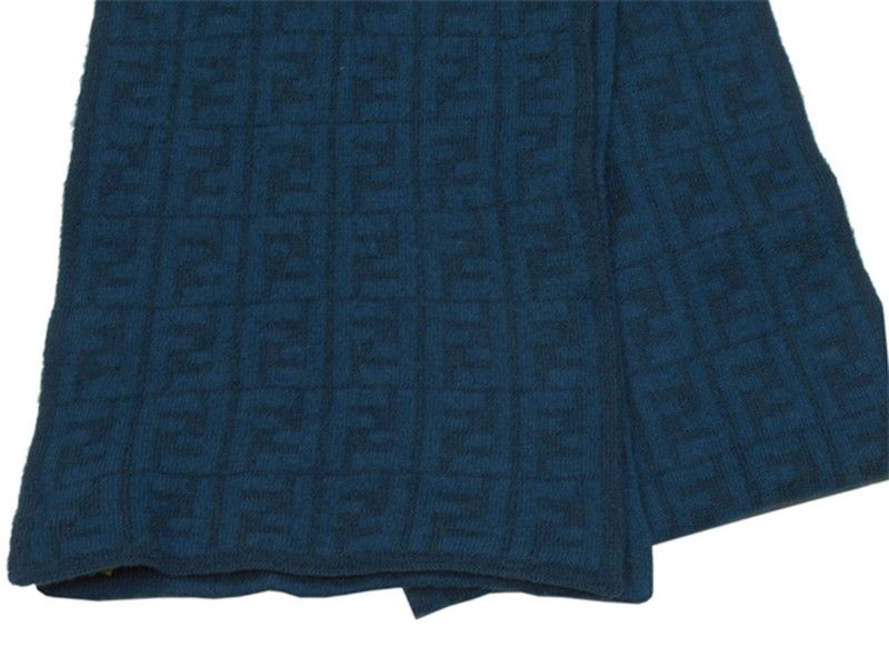 フェンディ FENDI マフラー ズッカ ブルー グリーン レディース