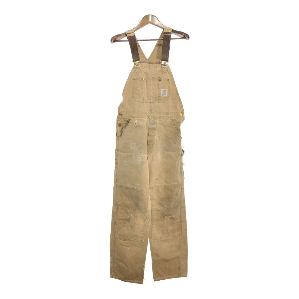 Carhartt カーハート ダック ダブルニー ビブオーバーオール ライトブラウン (メンズ W33 L33相当) 中古 古着 S5669