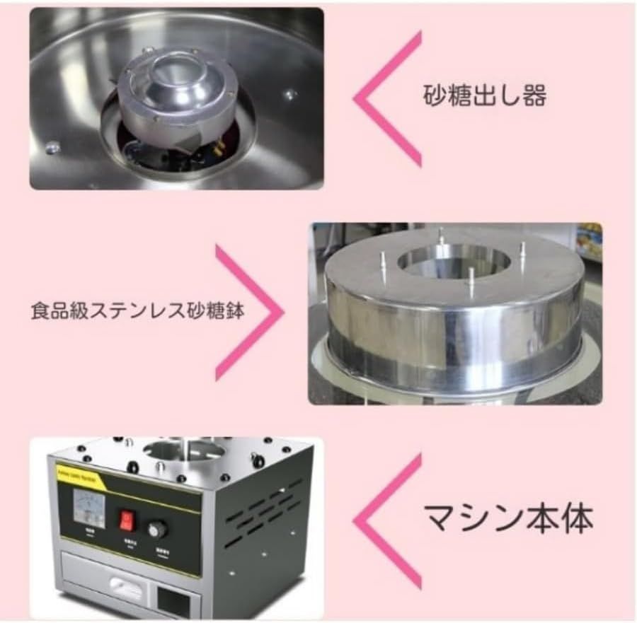 わたがし製造機 110Vわたあめ機 1200Wステンレス鋼 ぬくい 綿菓子製造機 銀