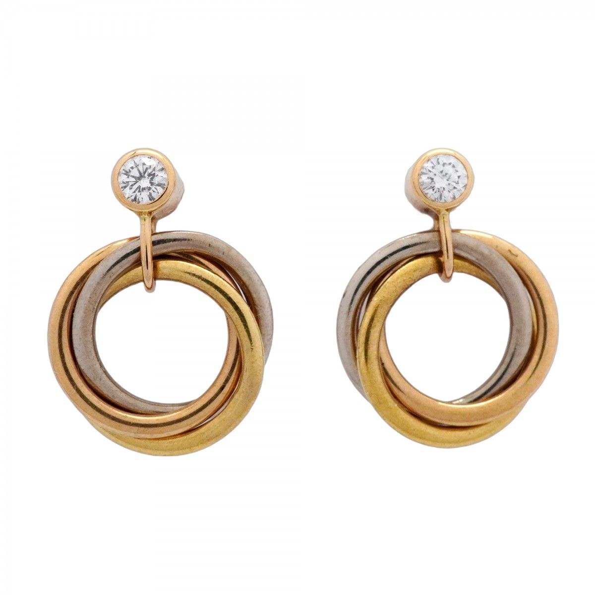 5jib0389】カルティエ ピアス トリニティ 1PD K18YG イエロー