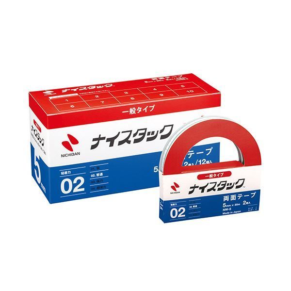 （まとめ）ニチバン ナイスタック 再生紙両面テープブンボックス 大巻 5mm×2