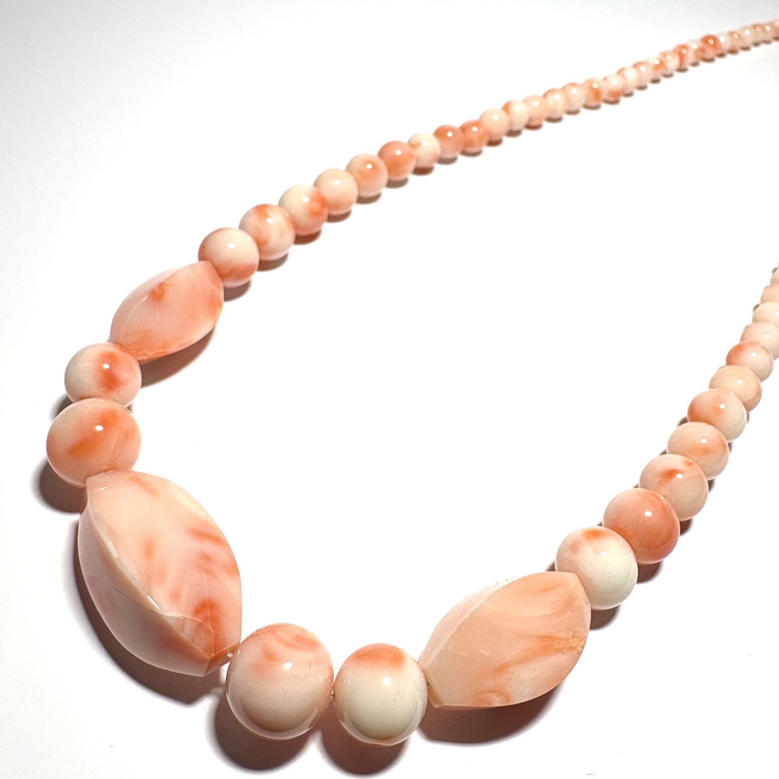 ✨天然桃珊瑚 編み込みネックレス 14K金具使用（約43cm） ✨天然桃珊瑚 編み込みネックレス 14K金具使用（約43cm）