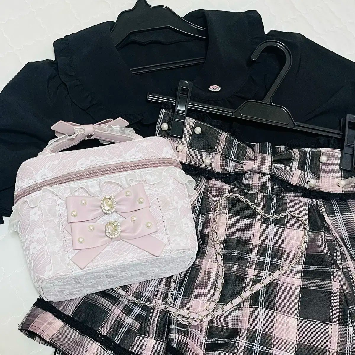 Ank Rouge アンクルージュ ピンク チェック スカファン